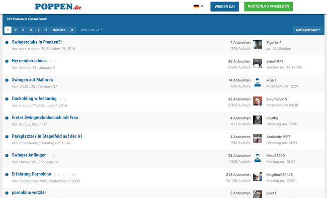 Partnertauschbörsen Poppen.de Forum Swinger